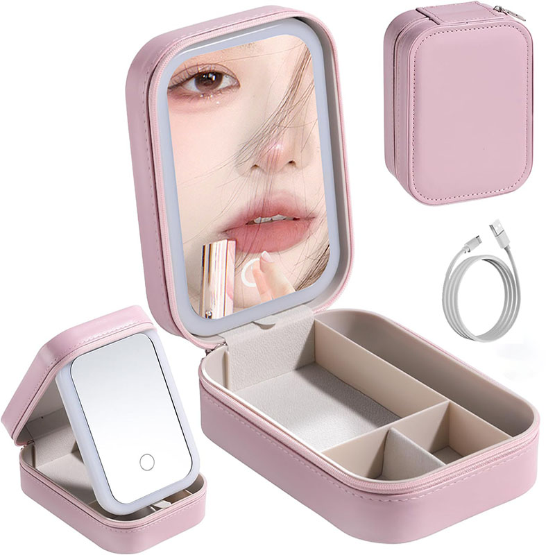 Led Mouth Tray - حقيبة مكياج LED مع مرآة للنساء