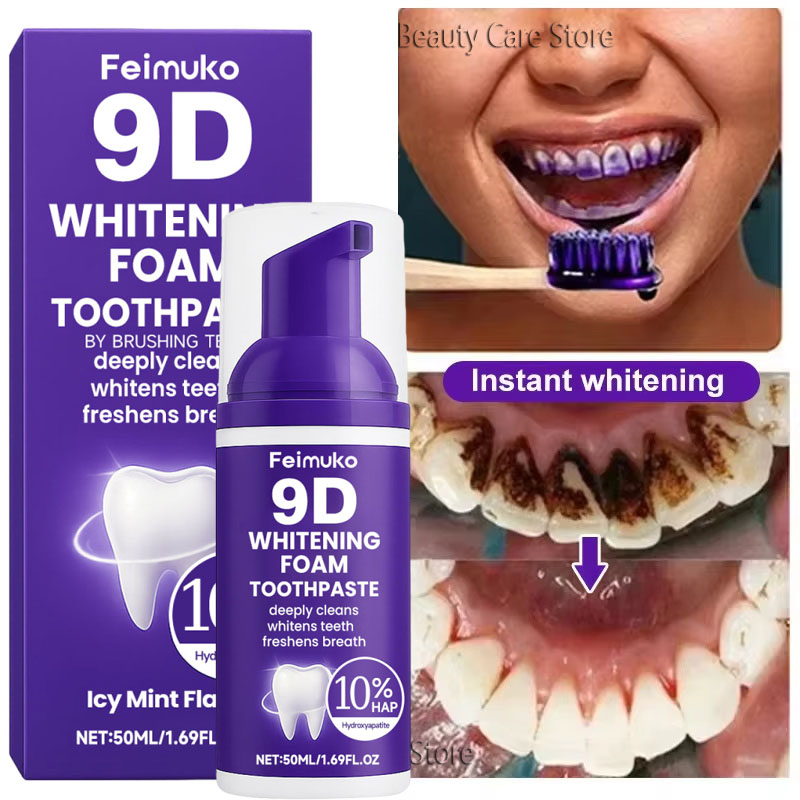 Teeth Whitening Toothpaste - معجون أسنان 9D بنفسجي لتبييض الأسنان،
