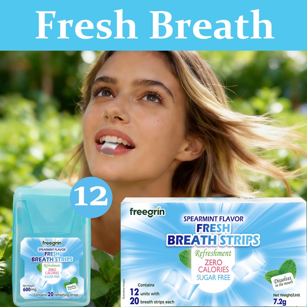 Teeth Whitening Strips Permanent - شرائح فري جرين بنكهة النعناع المنعشة