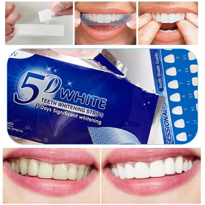 Teeth Whitening Strips Permanent - 1-12 قطعة شرائط تبييض الأسنان 5D،