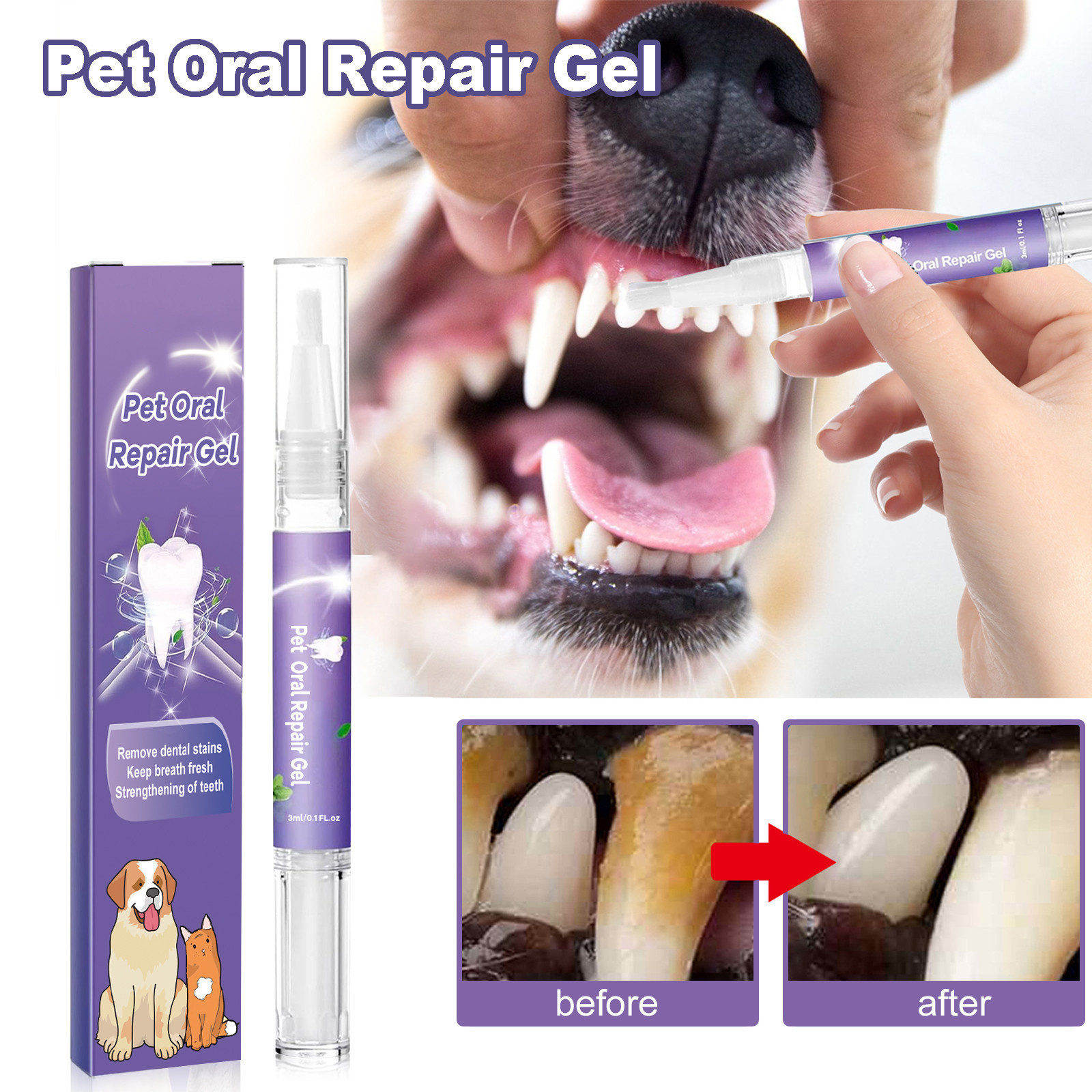 Teeth Whitening Gels - مستلزمات تنظيف الكلاب، جل للعناية بأسنان
