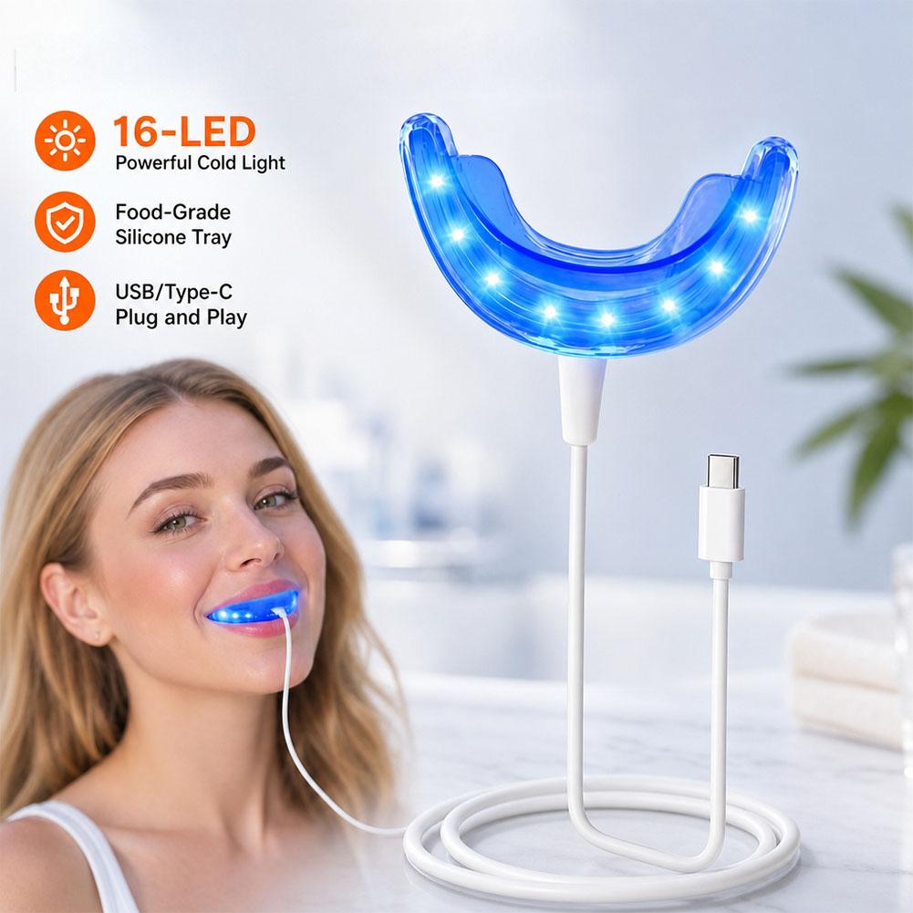 ضوء تبييض الأسنان بـ 16 مصباح  - مراجعة Led Mouth Tray وسعره