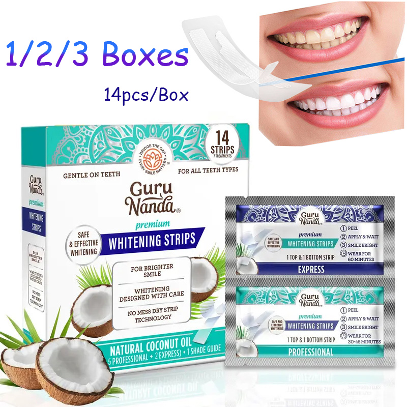 14 قطعة/علبة شرائط تبييض الأسن - مراجعة Teeth Whitening Strips Permanent وسعره