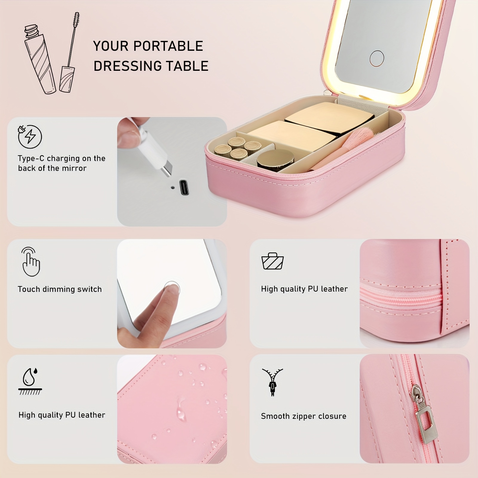 حقيبة مكياج LED مع مرآة للنساء - مراجعة Led Mouth Tray وسعره