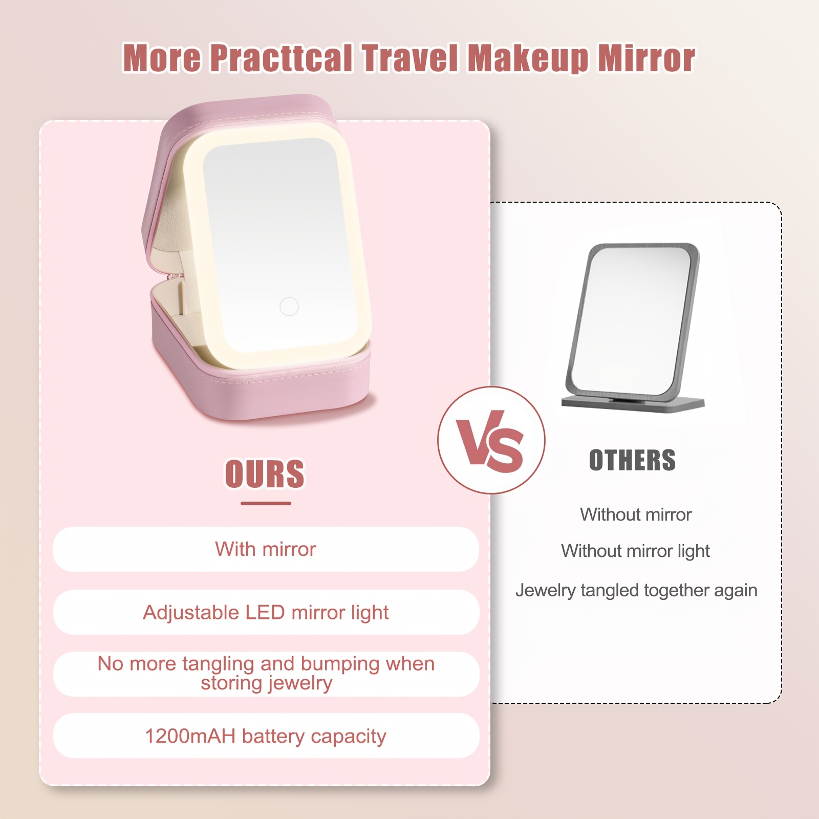 حقيبة مكياج LED مع مرآة للنساء - مراجعة Led Mouth Tray وسعره